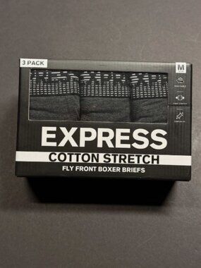 NWT Express Cotton Stretch Boxer Briefs - Medium - Ash Black - 3 Pack